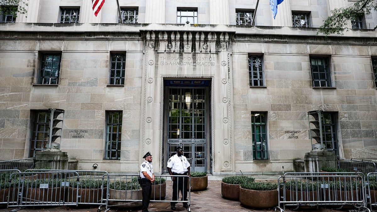 October 03, 2024, USA, Washington: View of the Ministry of Justice building. Photo: Valerie PLESCH/DPA (photo of Valerie PLESC/Picture Alliance through Getty Images)