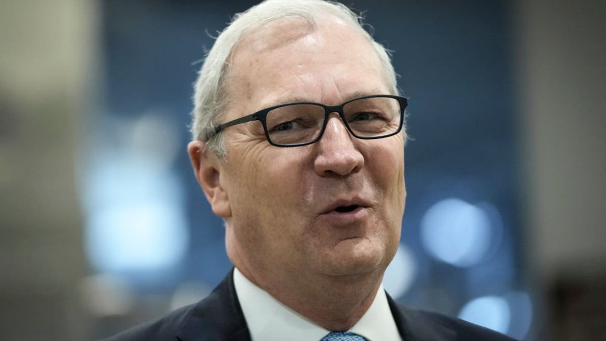 Senator Kevin Cramer talks to journalists